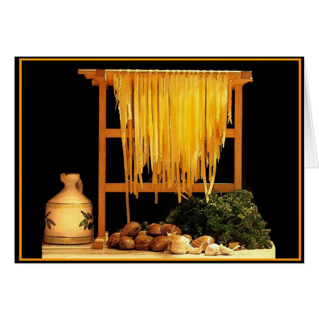 En pastafestmåltid hälsningskort (Framsidan Horizontal)