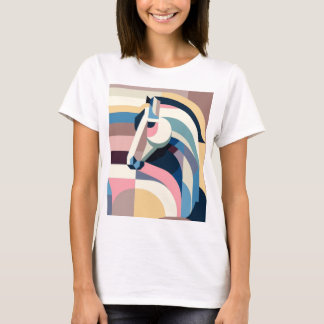 En pastellfärgad abstrakt hästtryckt t-shirt