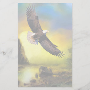 En patriotisk design med Örn som flyger högt Brevpapper