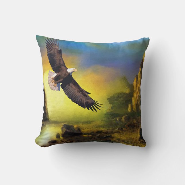 En patriotisk design med Örn som flyger högt Kudde (Framsida)