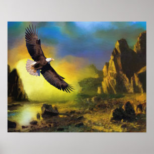 En patriotisk design med Örn som flyger högt Poster