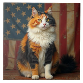 En patriotisk katt kakelplatta