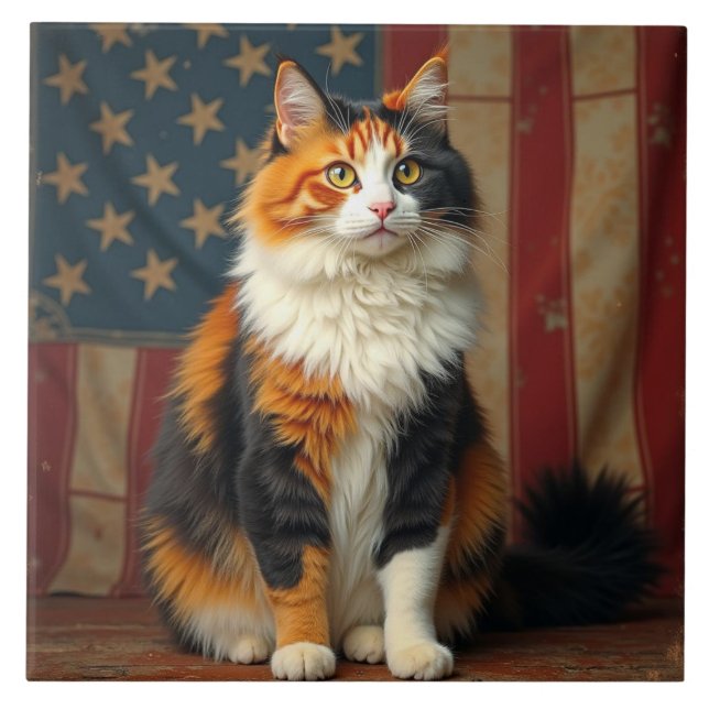 En patriotisk katt kakelplatta (Framsidan)