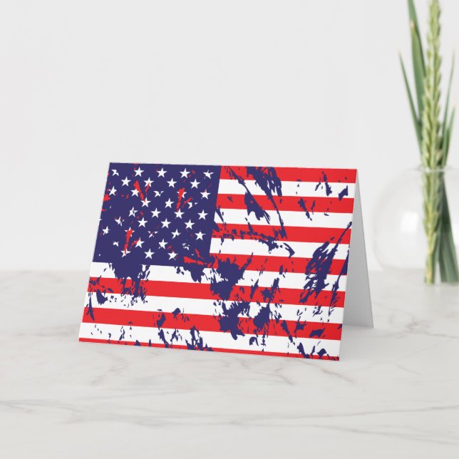 En patriotisk USA-flagga Kort (Framsida)