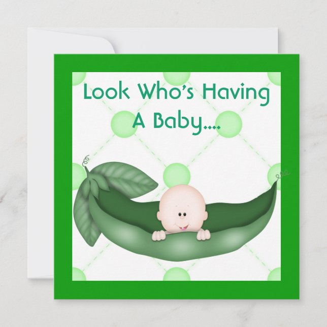 EN PEA I EN POD BABY SHOWER INVITATION GIRL/BOKFÖR INBJUDNINGAR (Framsida)