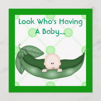 EN PEA I EN POD BABY SHOWER INVITATION GIRL/BOKFÖR INBJUDNINGAR