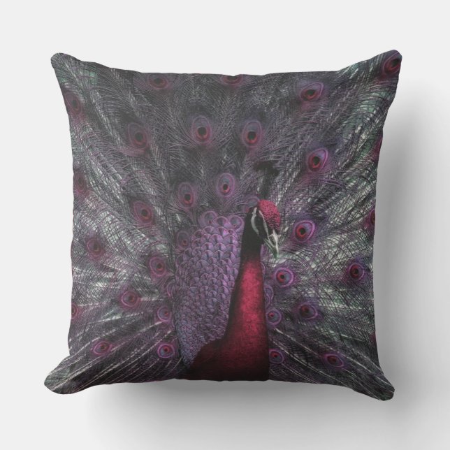 En Peacocks vackra öppna fjädrar Kudde (Framsida)