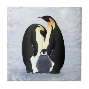 En penguin-familjens keramikplatta