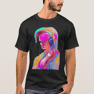 En person som lyssnar på musik på hörlursfonen Ai T Shirt