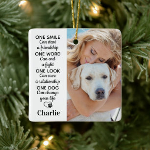 En Personlig 2 Pet Photo Hund älskare Julgransprydnad Keramik