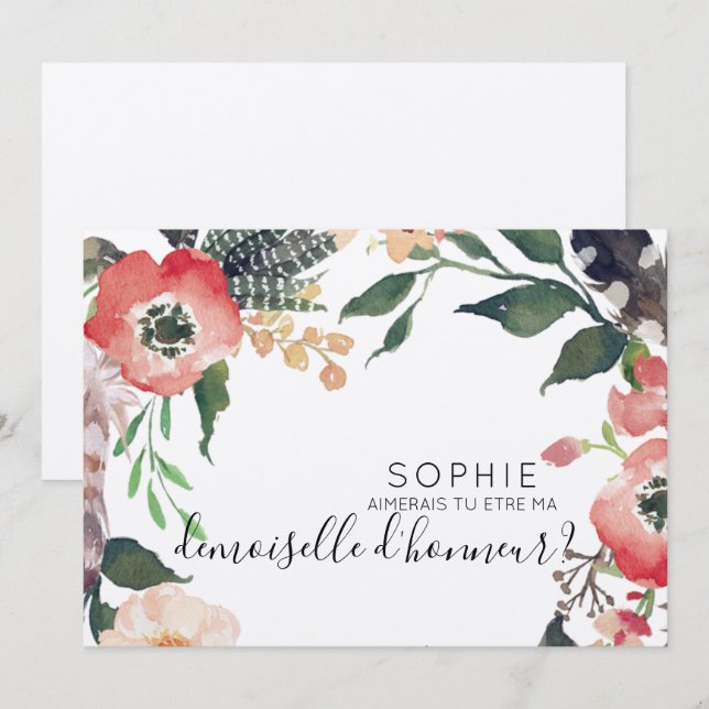 en personlig inbjudan till brudtärna (Fram/baksida)