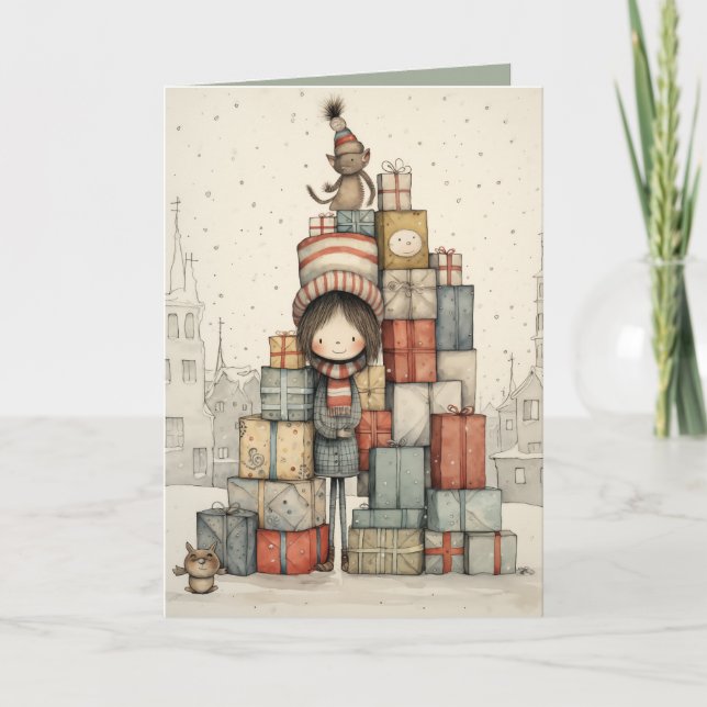 En pil av Julklapp illustration Kort (Framsida)