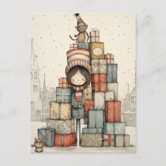 En pil Julklapp Helg Vykort (Framsida)