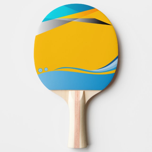 En Ping Pong-paddel med gult och blå design Pingisracket (Framsidan)