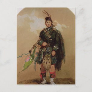 En piper från 79th Highlanders vid Chobham Vykort