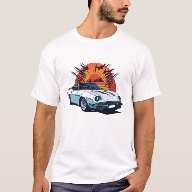 en plan utformning av retrobil, mycket detaljerad t shirt (Framsida)