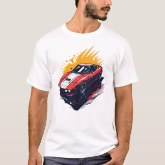 en plan utformning av retrobil, mycket detaljerad t shirt