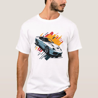 en plan utformning av retrobil, mycket detaljerad t shirt