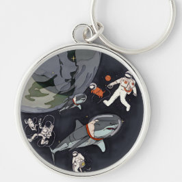 En planetchans - Jorddagen (Tecknaden Struktur) Rund Silverfärgad Nyckelring