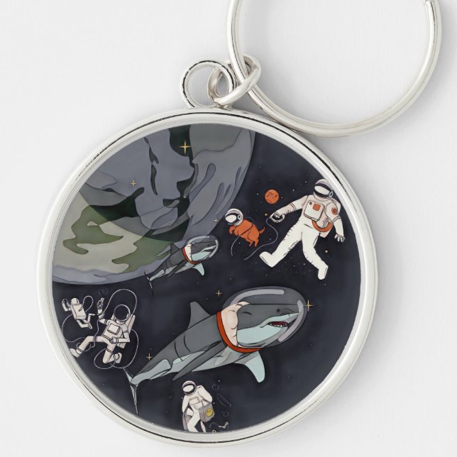 En planetchans - Jorddagen (Tecknaden Struktur) Rund Silverfärgad Nyckelring (Framsidan)