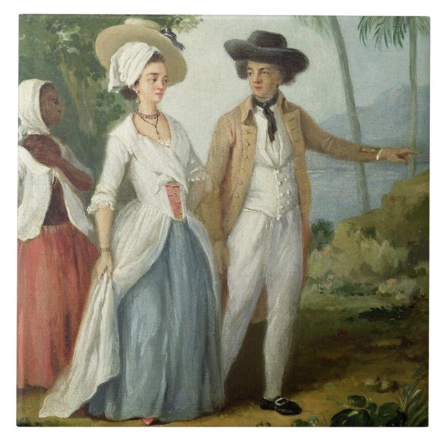 En Planter och hans fru som deltas i av en Kakelplatta (Framsidan)