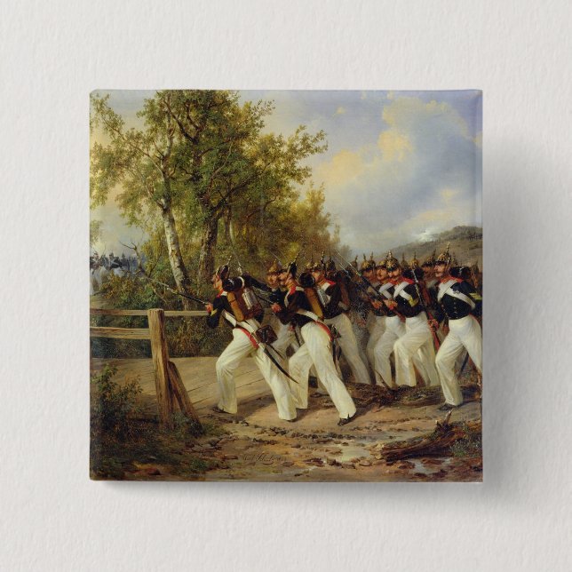 En plats från soldat liv, 1849 knapp (Framsida)