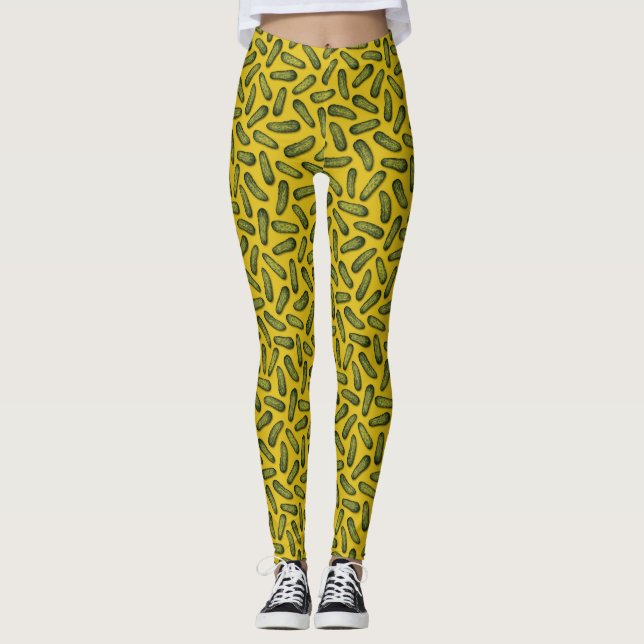 En Plethora med Pickles - Grönt och Gult Gherkins Leggings (Framsida)