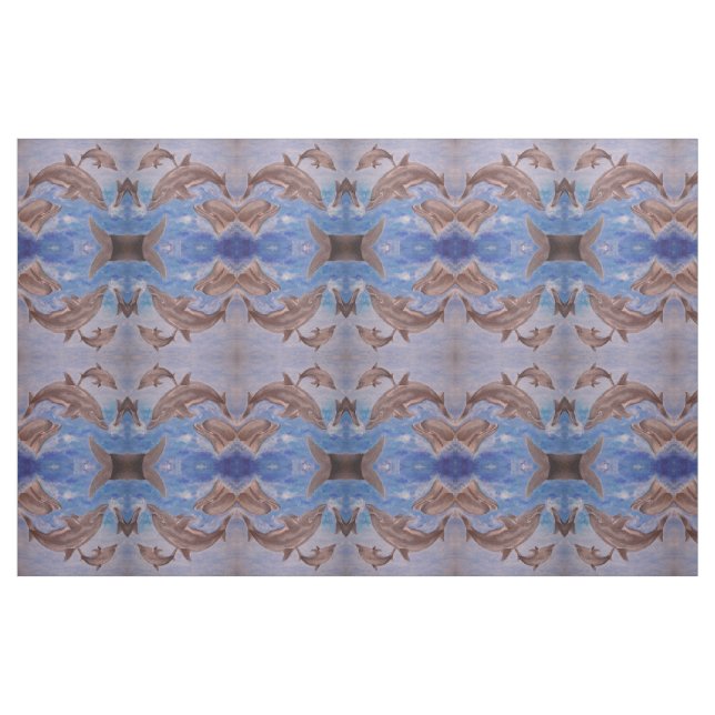 En Pod av uppspelande påfyllnadsdelfiner Tyg (Fat Quarter)