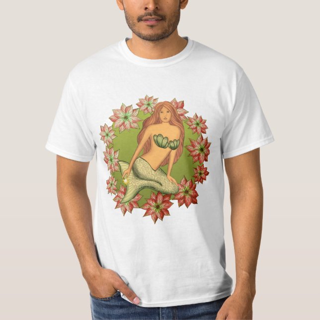 En Poinsettia Havfrue  T-shirt (Framsida)