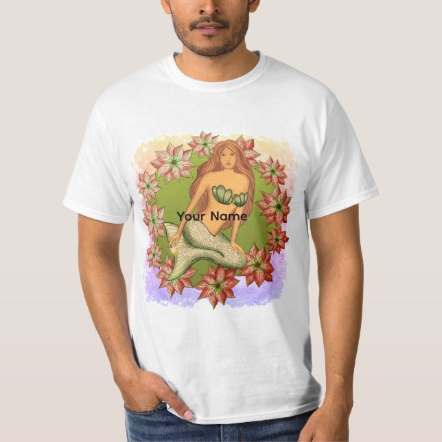 En Poinsettia Havfrue  T Shirt (Framsida)