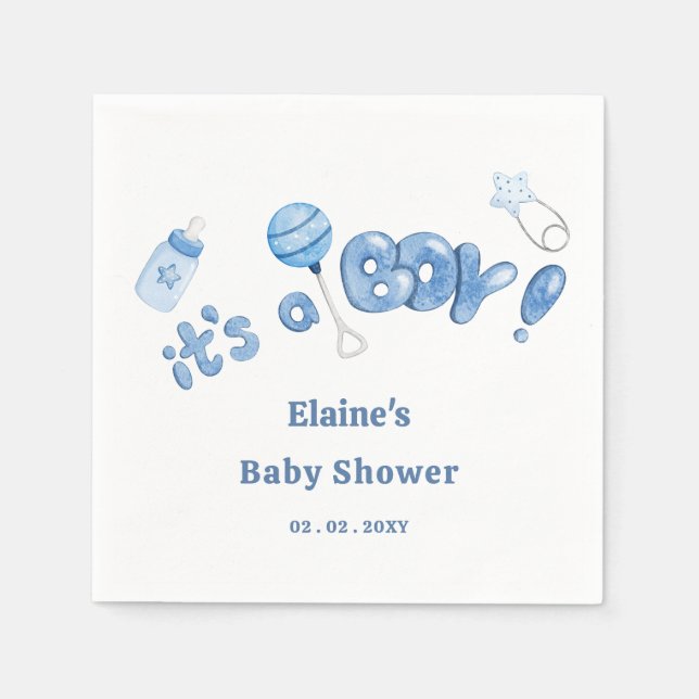 En pojk-Baby Sak Blue Boy Shower Pappersservett (Framsidan)