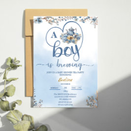 en pojke brygger te party baby shower inbjudningar