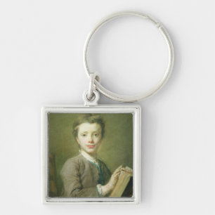 En pojke med en bok, c.1740 fyrkantig silverfärgad nyckelring