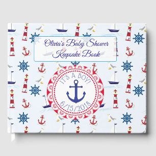 En pojke, Nautical Oceanic Baby Shower Guestbook Gästböcker