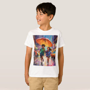 En pojke och en flicka som glädjer sig åt att Post T Shirt