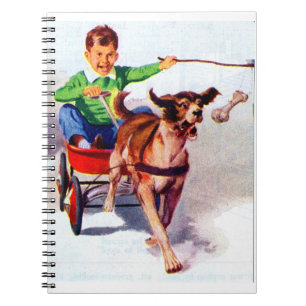 En pojke och hans hund cart anteckningsbok
