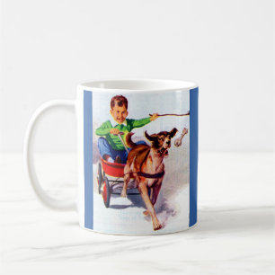 En pojke och hans hund kaffemugg