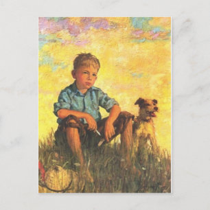En pojke och hans Hund vykort