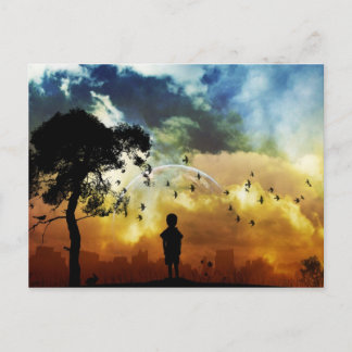 En pojke och hans universum vykort