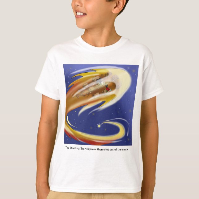 en pojke, rullhårig tandfiber, skjutstjärna t shirt (Framsida)