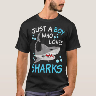 En pojke som älskar hajar rolig havsdjur haj t shirt