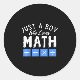En pojke som älskar matematik algebra rolig matema runt klistermärke