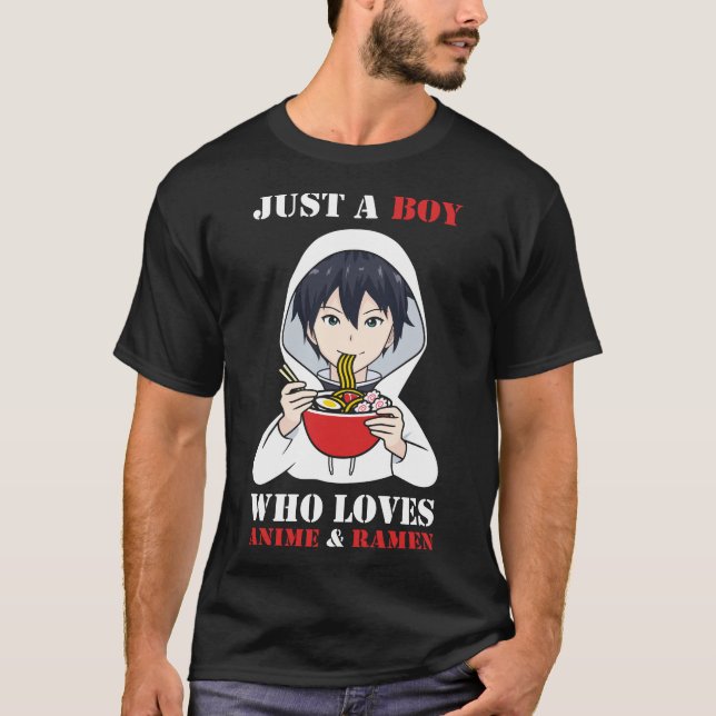 En pojke som Kärlek Anime och Ramen T Shirt (Framsida)