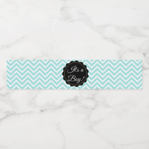 En pojke Teal Baby Shower Flaska-etiketter Vattenflaska Etikett