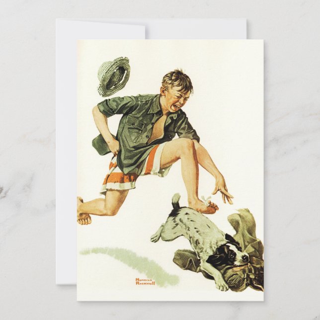 En pojkes bästa vän 1919 Norman Rockwell Julkort (Framsida)