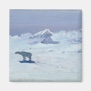 En polar björn som jagar i den månbelysta natten magnet