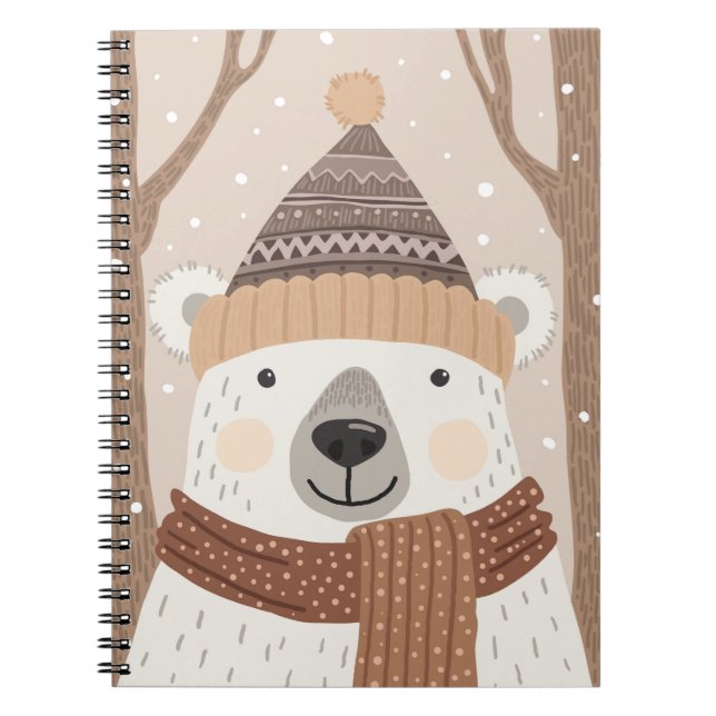 En polar i en stickad hatt. anteckningsbok (Framsidan)