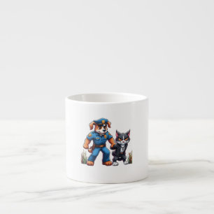 en poliskår och en elak-hund - humor espressomugg