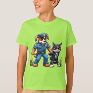 en poliskår och en elak-hund - humor t shirt