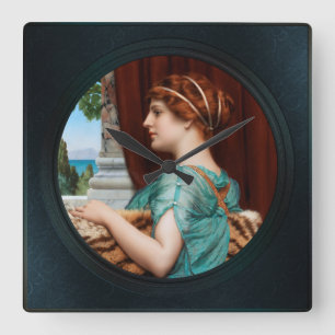 En pompejansk kvinna av John William Godward Fyrkantig Klocka